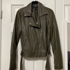 Forever 21 faux leather jacket in greenish gray size small